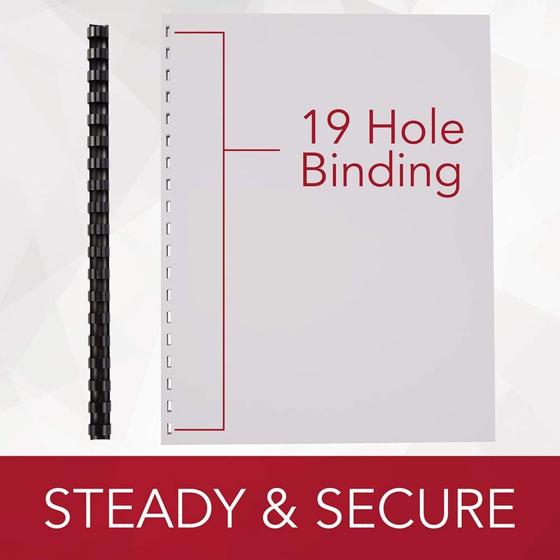 جي سي بي حلقات تجليد GBC / حلزونية / ملفوفة، قطر 3/8 بوصة، سعة 55 ورقة، تجليد مشط، أسود، عبوة من 100 (4000044) - Image 4